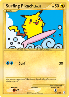 Surfing Pikachu Pokémon Karte